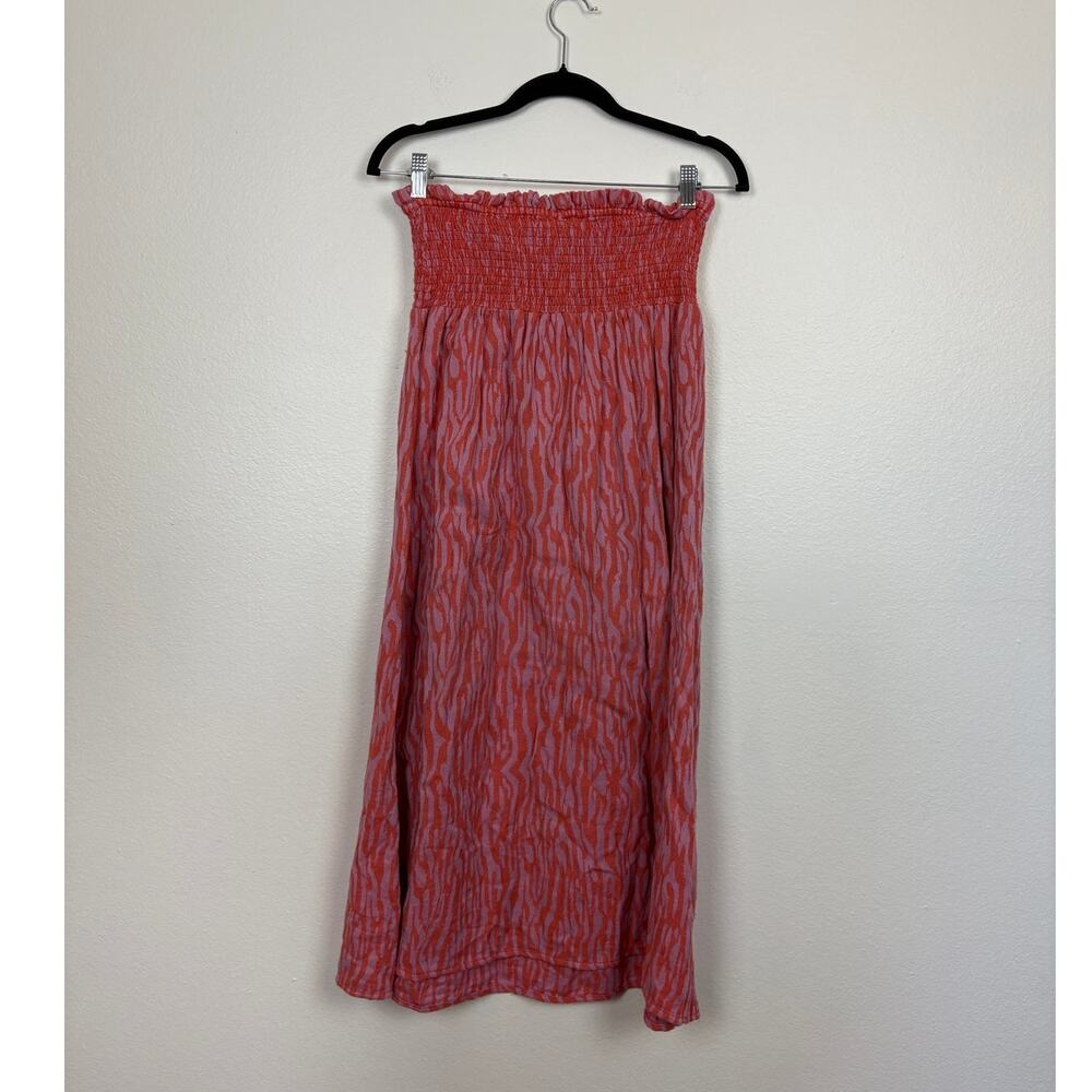 Summery Copenhagen Tullio Printed Smocked Ruffle Detail Cotton Maxi Skirt Small